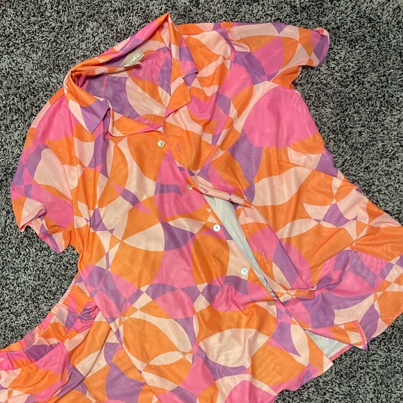 Show Me Your MUMU Sunset Daiquiri Blake Button Up Shirt Unisex - Picture 8 of 9